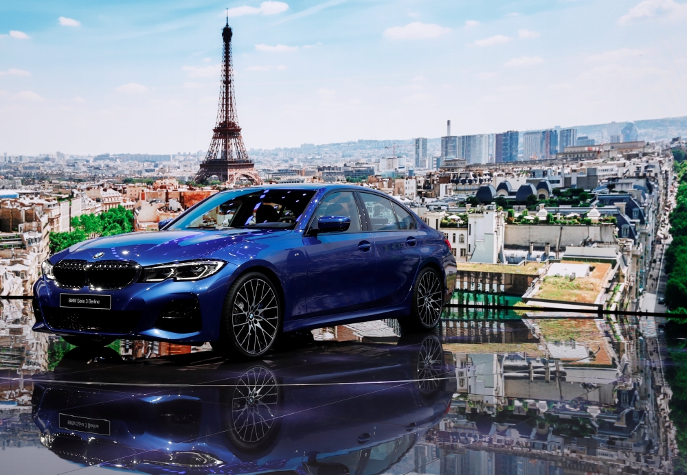 The new BMW 3 Series is pictured during the first press day of the Paris auto show, in Paris, France, October 2, 2018. REUTERS/Benoit Tessier