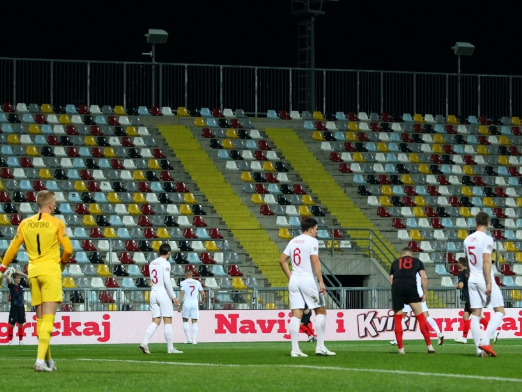 General view of empty stands during the match. Reuters/Antonio Bronic
 