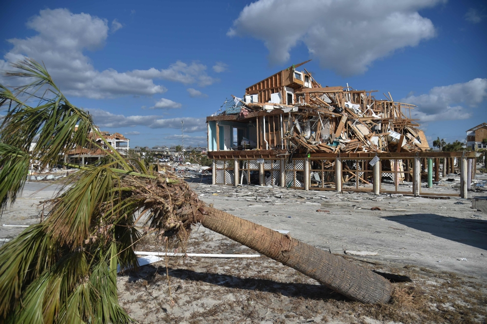 View of the damaged caused by Hurricane Michael in Mexico Beach, Florida, on October 13, 2018.  AFP / HECTOR RETAMAL
