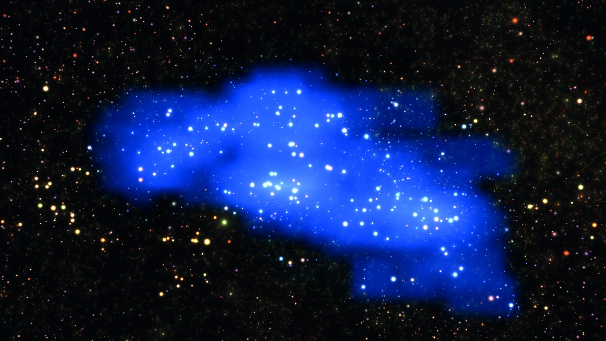 A handout photo released on October 17, 2018 by the European Southern Observatory shows a colossal structure in the early Universe uncovered by an international team of astronomers using the VIMOS instrument of ESO’s Very Large Telescope.  AFP / European 