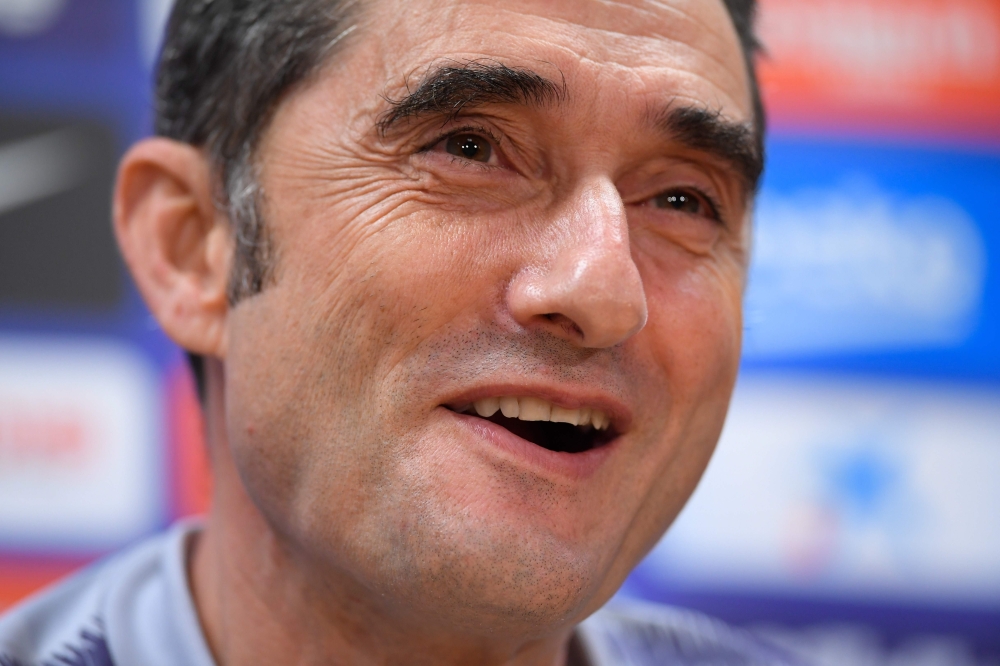 Barcelona's Spanish coach Ernesto Valverde smiles during a press conference at the FC Barcelona's Joan Gamper Sports Center in Sant Joan Despi, on October 27, 2018 on the eve of the Spanish League 