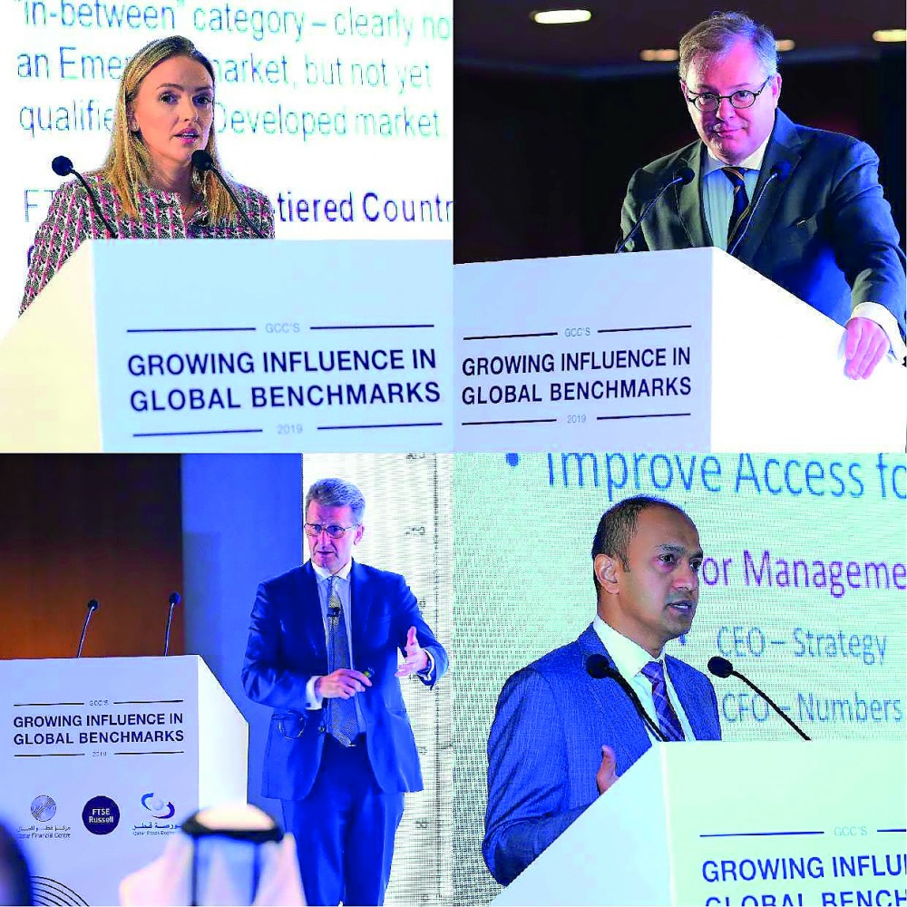 FROM TOP LEFT: Kate MacPherson, Manager, Middle East & Africa, FTSE Russell; Philip Lawlor, Global Head of Markets Research, FTSE Russell; Mohsin Mujtaba, Director, Product and Market Development, Qatar Stock Exchange; and Henk Jan Hoogendoorn, Managing D