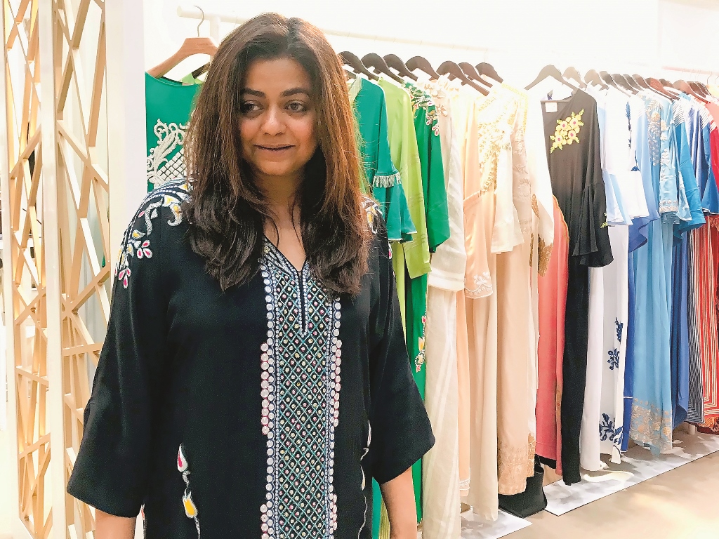 Indian designer Beena Soni at the 14th Heya Arabian Fashion Exhibition. Pic: Amna Pervaiz Rao / The Peninsula 