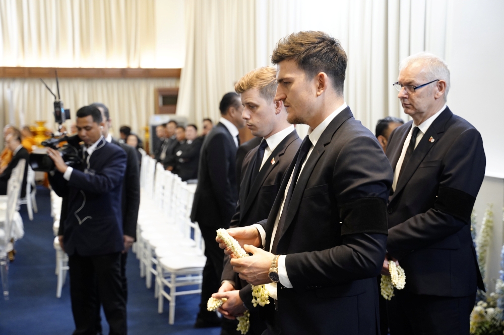 Leicester City player Harry Maguire attends funeral of Vichai Srivaddhanaprabha, late chairman of Leicester City Football Club in Bangkok, Thailand, November 4, 2018.
