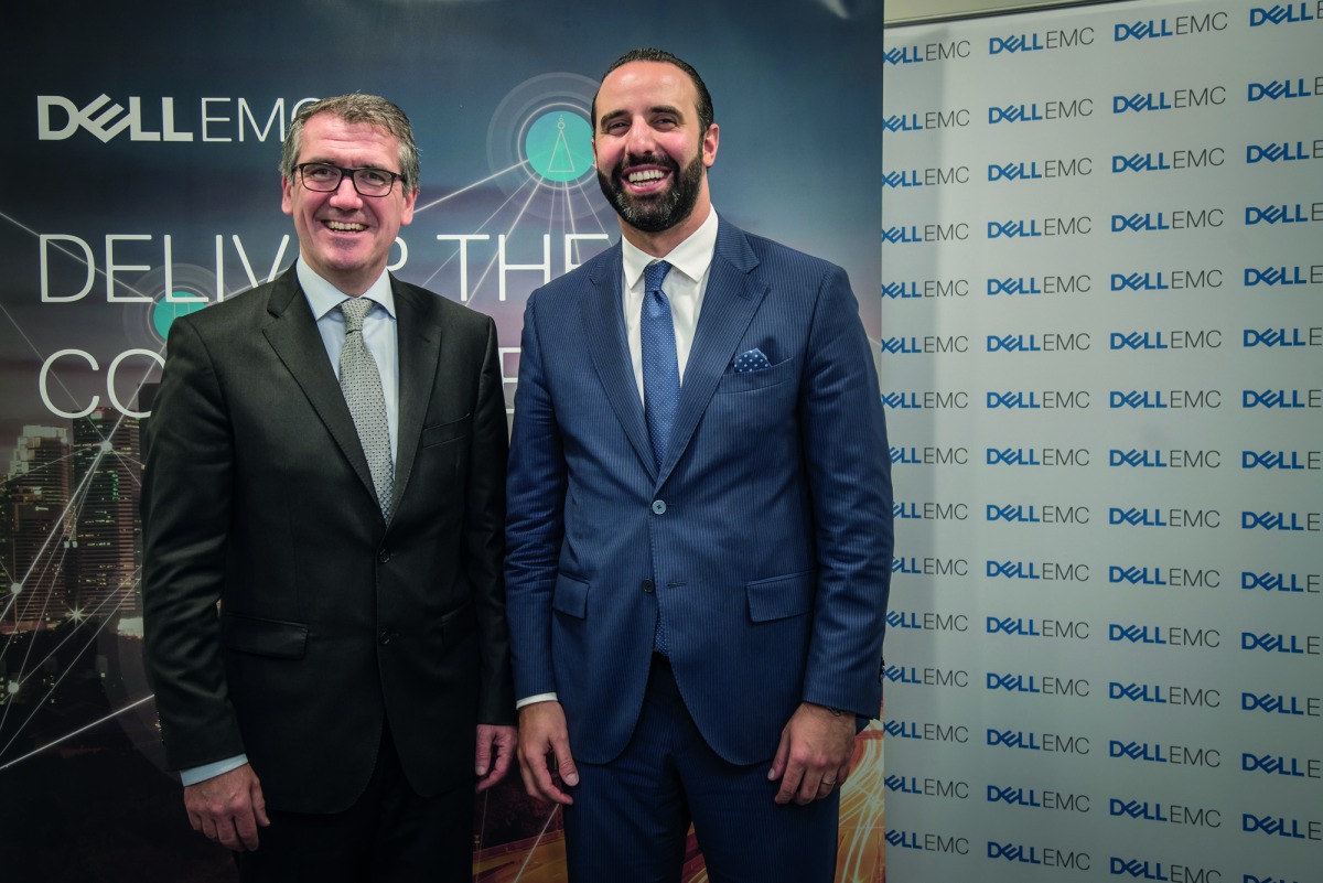 Aongus Hegarty (left), President, Europe, Middle East, and Africa, Dell; with Ghassan Kosta, Country Manager – Qatar, Dell EMC.
