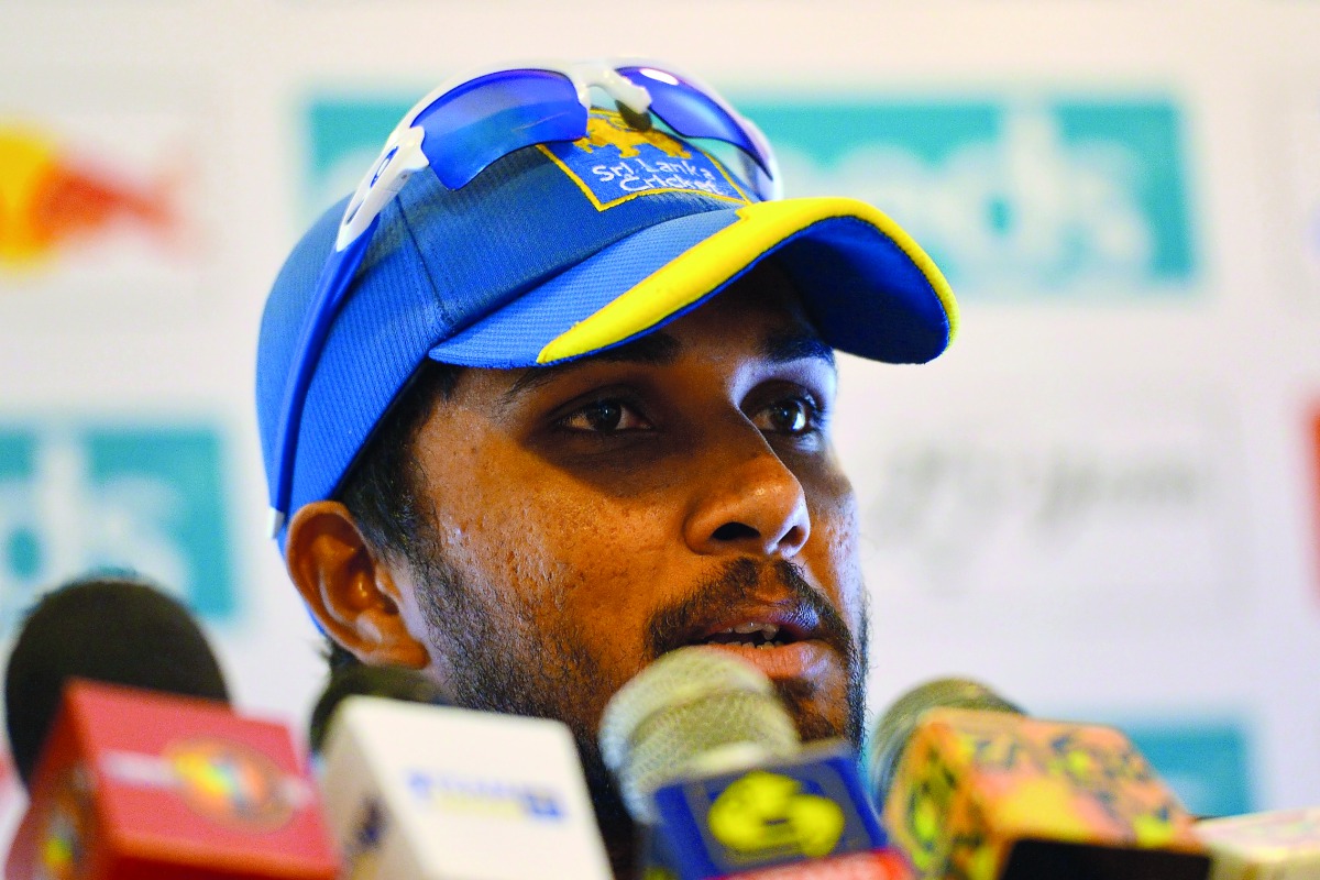 Sri Lanka's cricket captain Dinesh Chandimal addresses a media conference at the Galle International Cricket Stadium in Galle on November 5, 2018, the day before the first Test against England.AFP


