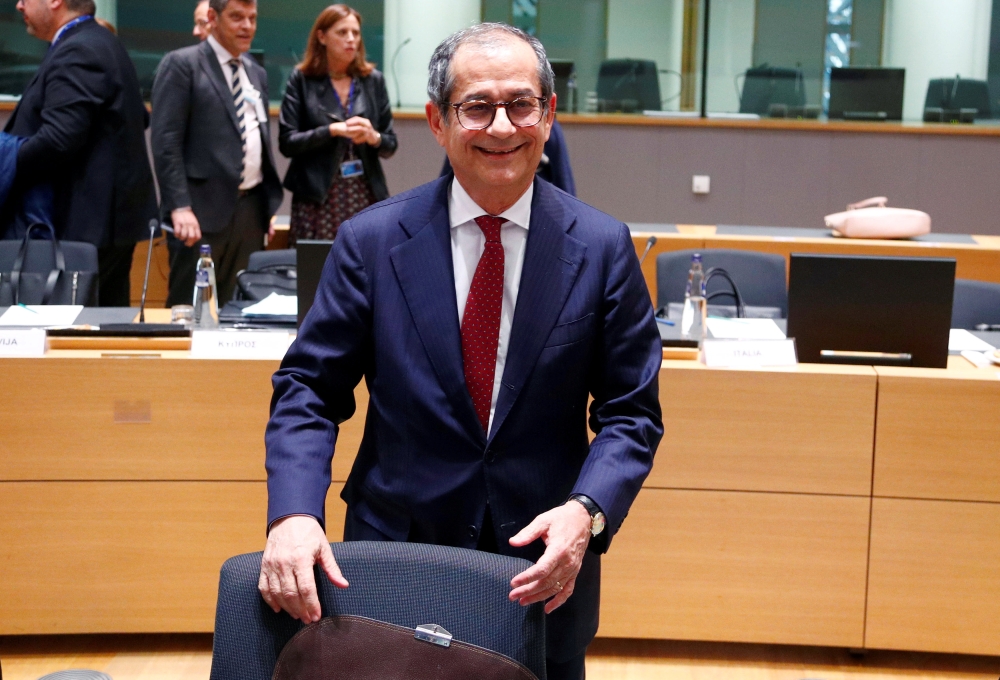 :FILE PHOTO: Italian Finance Minister Giovanni Tria attends a euro zone finance ministers meeting in Brussels, Belgium, November 5, 2018. REUTERS/Francois Lenoir