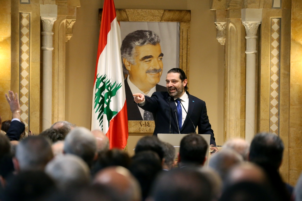 Lebanese Prime Minister-designate Saad al-Hariri gestures during a news conference in Beirut, Lebanon, November 13, 2018. REUTERS/Mohamed Azakir