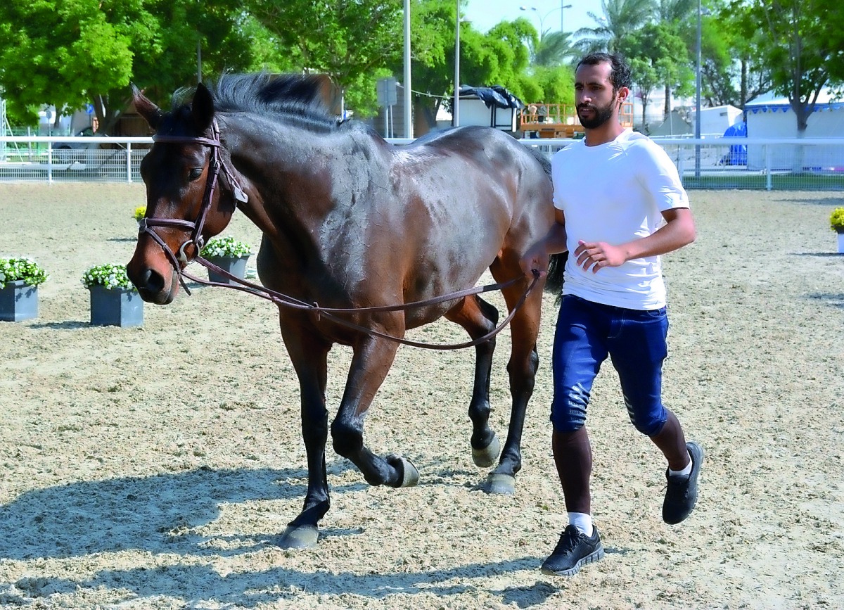 Riders taking part in the practice session on the eve of the three-day QNB Qatar International Show Jumping Championship which will kick off at QEF’s Outdoor Arena.
