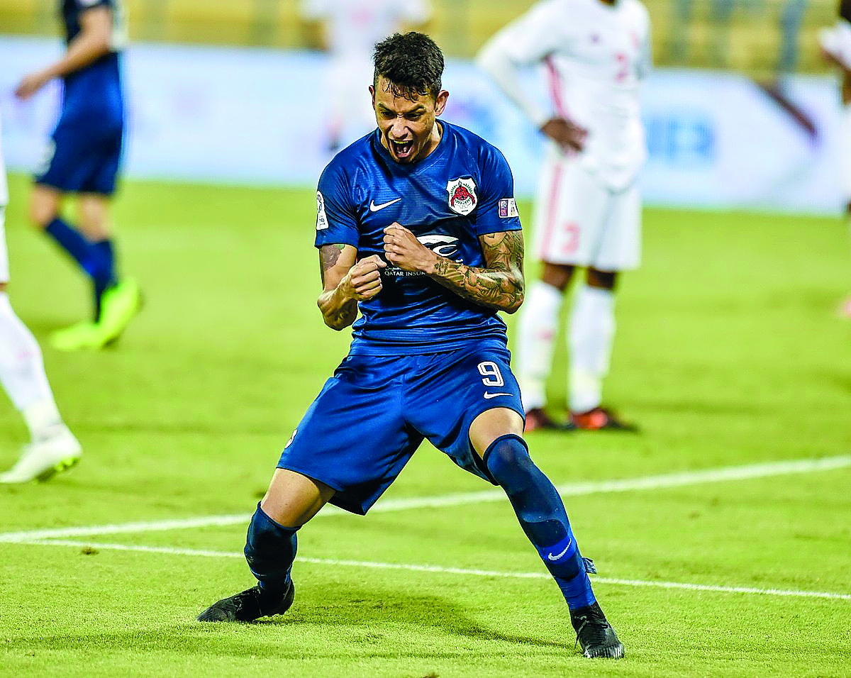 Lucca Borges of Al Rayyan celebrates after scoring a goal against Umm Salal during the QNB Stars League match yesterday.