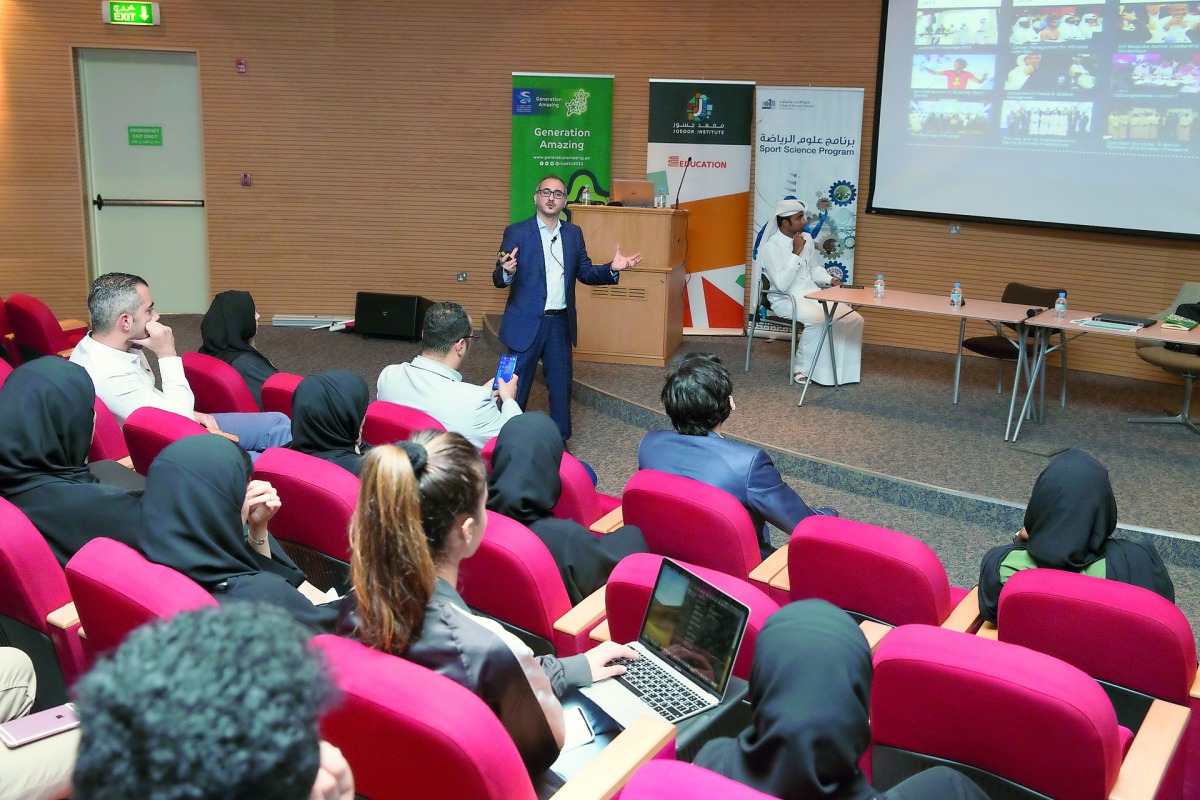 The students of Qatar University during the outreach session held recently by Josoor Institute. 