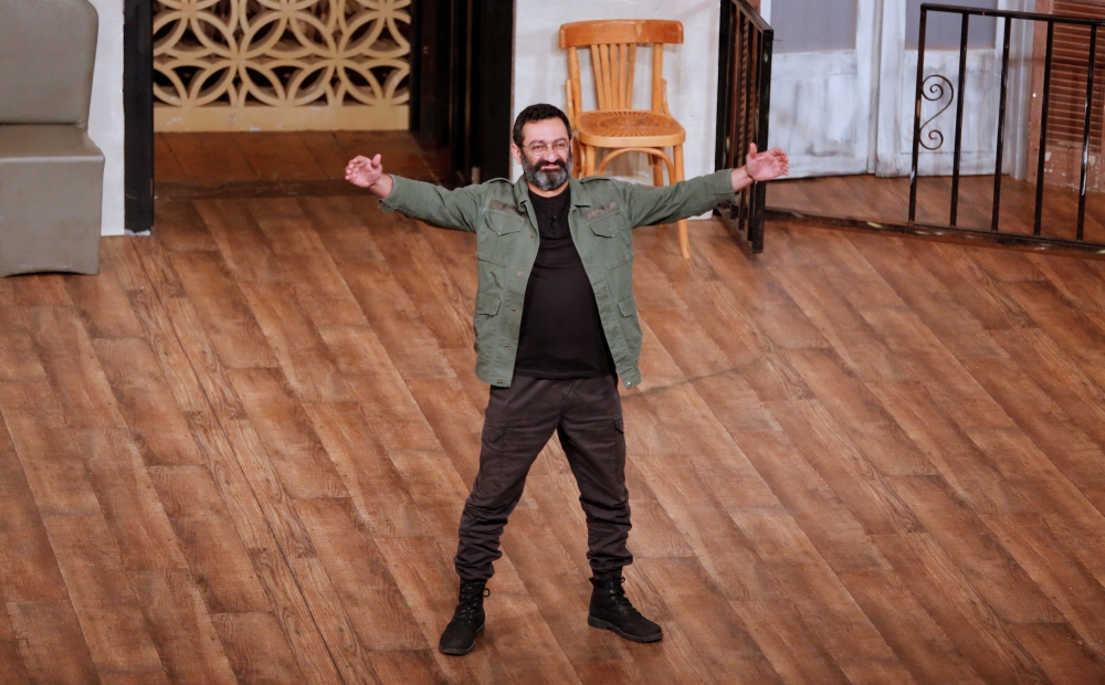 Georges Khabbaz, writer, actor and director, performs in the play in Zalka region, east of Beirut, Lebanon November 23, 2018. Picture taken November 23, 2018. REUTERS/Jamal Saidi	