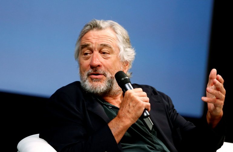 File photo of actor Robert De Niro talking to reporters and film professionals during 