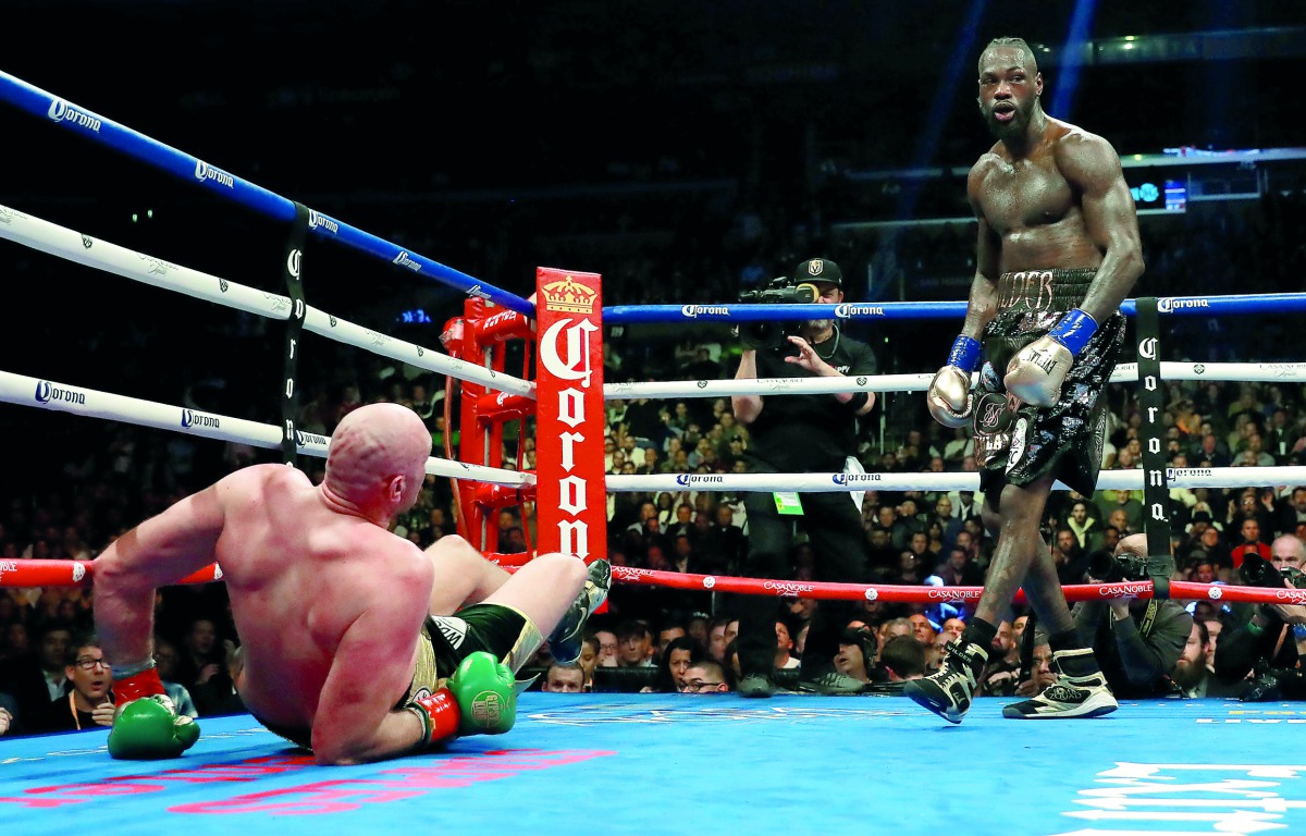 Tyson Fury after being knocked down during his fight against  Deontay Wilder, WBC World Heavyweight Title, Staples Centre, Los Angeles, United States, December 1, 2018  Wilder Action Images via Reuters/Andrew Couldridge