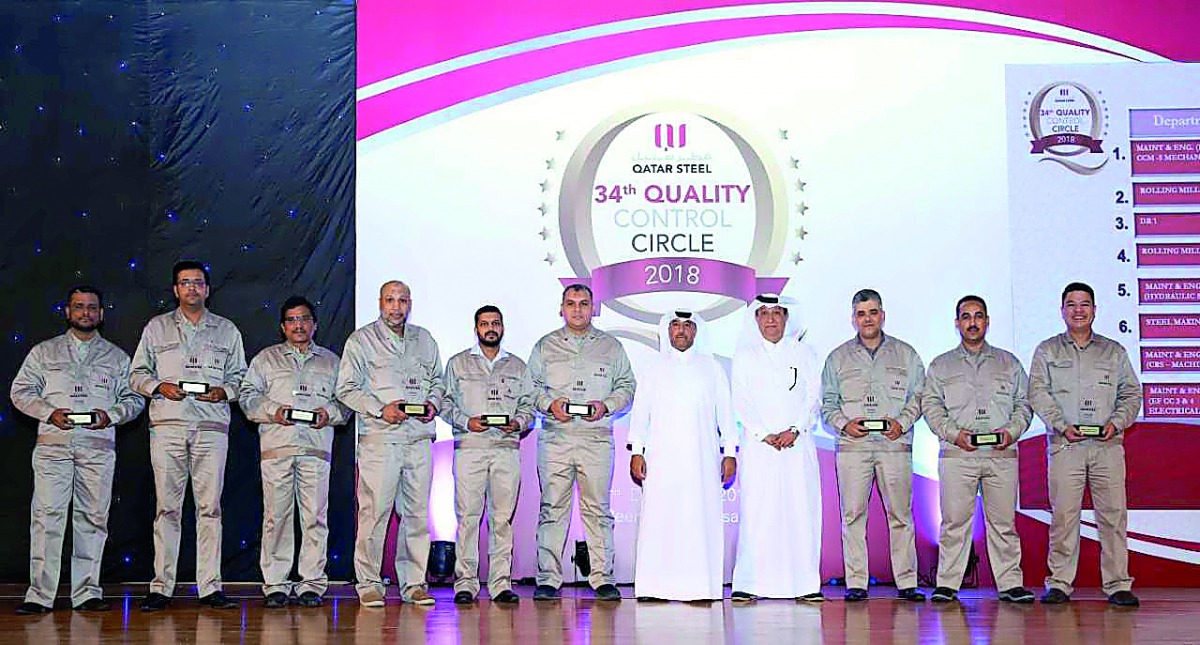 Mohammed bin Nasser Al Hajri, Managing Director and General Manager of Qatar Steel, and other officials at the forum.