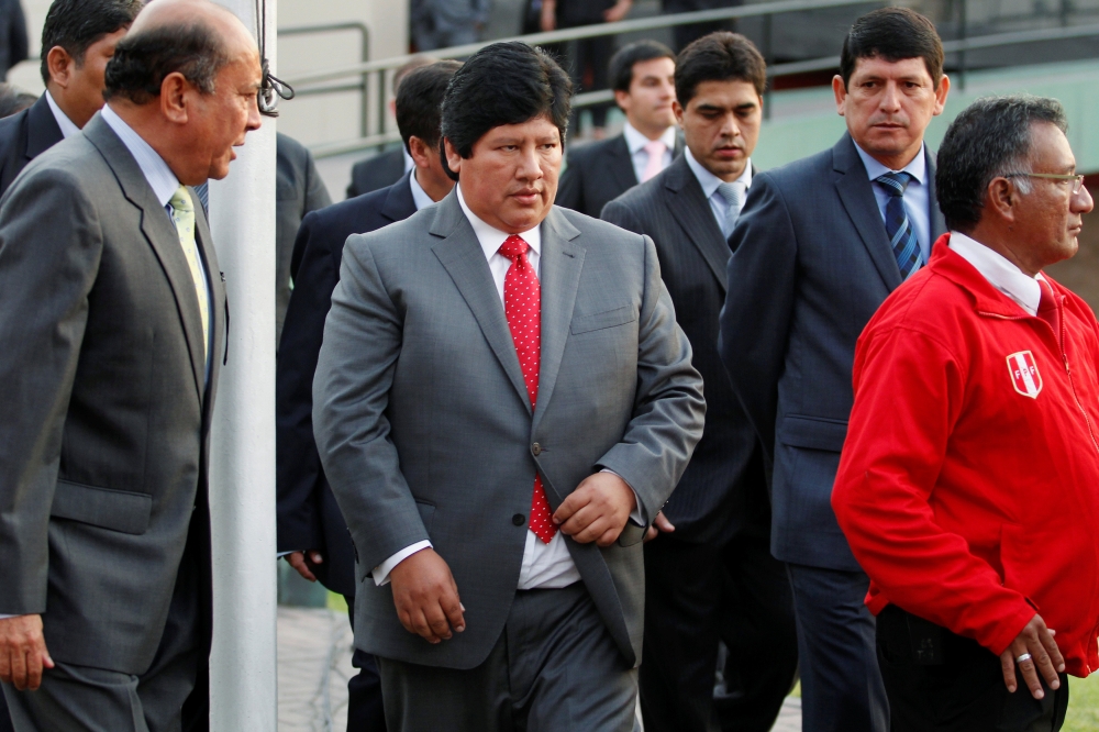 Edwin Oviedo, President of the Peruvian Football Federation (FPF), arrives for a media conference after his swearing-in ceremony in Lima, Peru January 5, 2015. Reuters/Enrique Castro-Mendivil