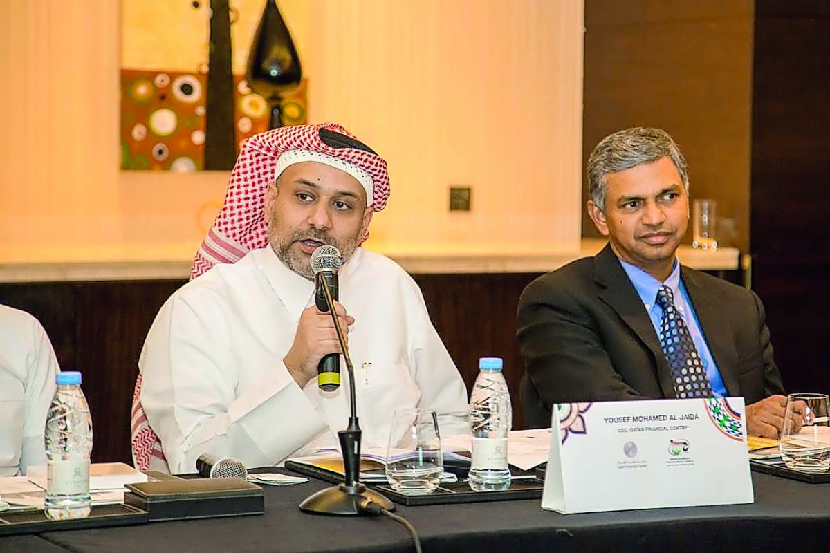 Yousuf Mohamed Al Jaida (left), Chief Executive Officer, QFC Authority and  P Kumaran, Ambassador for India to  Qatar,  during the networking event.