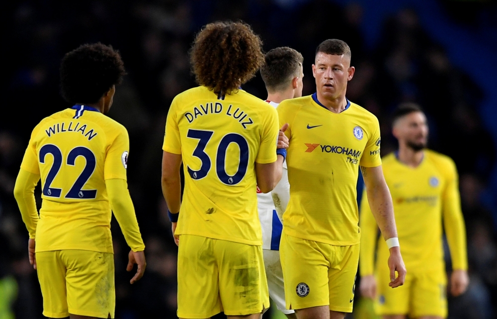 Chelsea's Ross Barkley shakes hands with David Luiz after the match Action Images via Reuters/Andrew Couldridge 