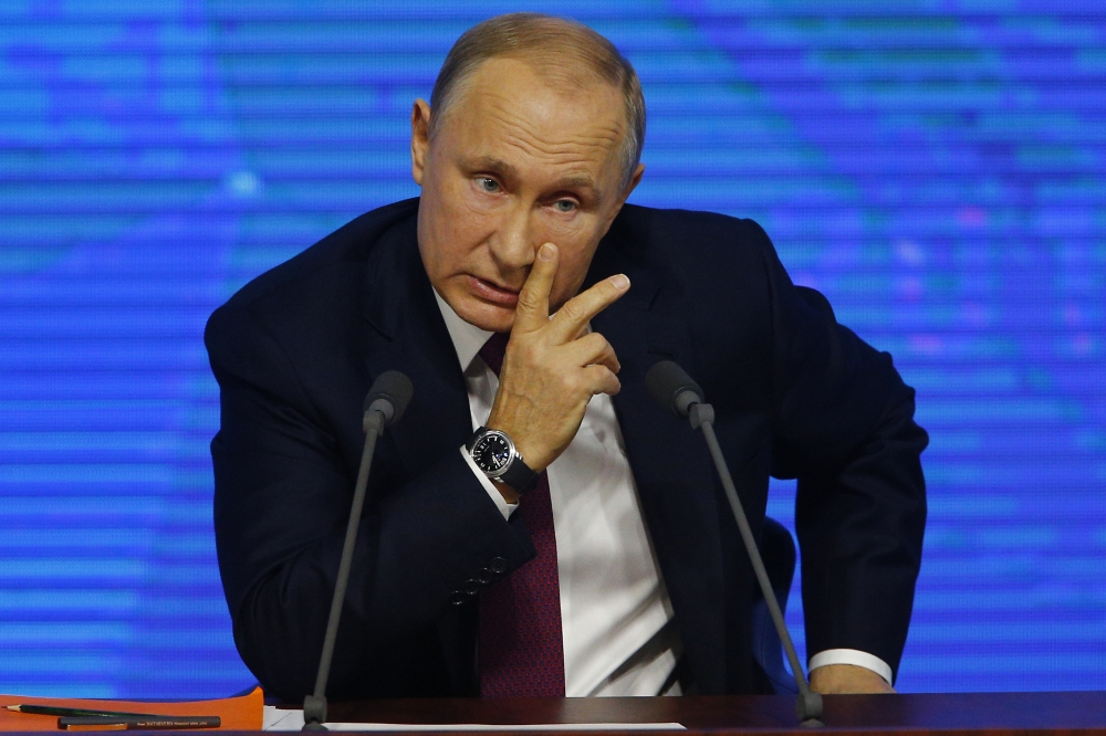 President of Russia, Vladimir Putin gives an annual end-of-year news conference at Moscow's World Trade Centre in Moscow, Russia on December 20, 2018. ( Sefa Karacan - Anadolu Agency )