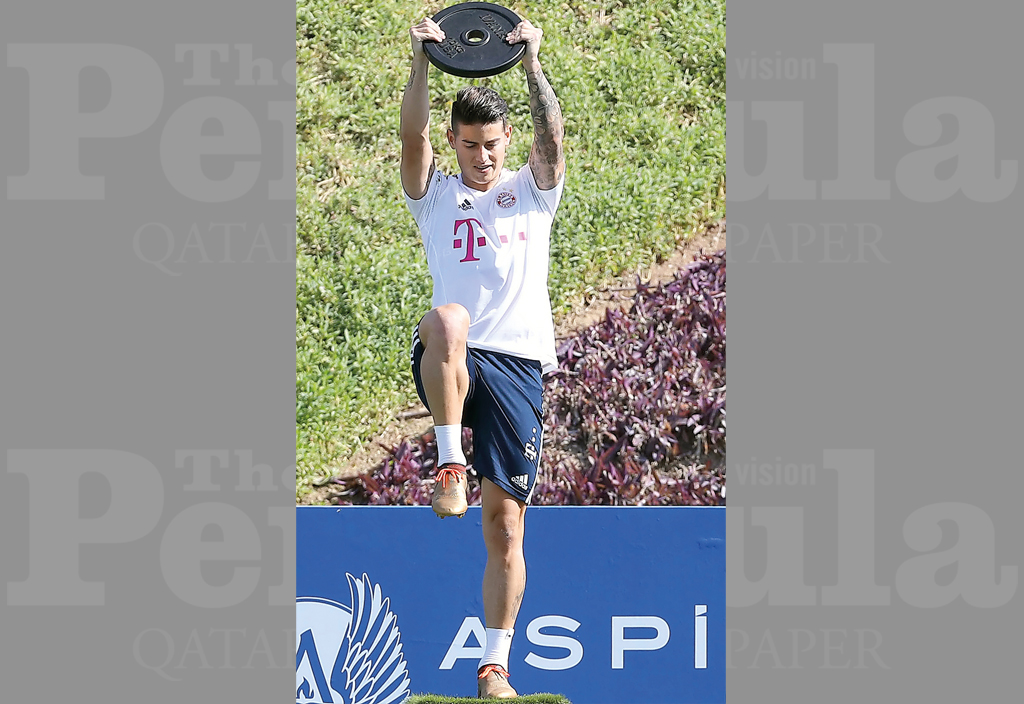 Bayern Munich’s James Rodriguez takes part in a training session during last year's winter camp at the Aspire Academy in this January 3 file photo.