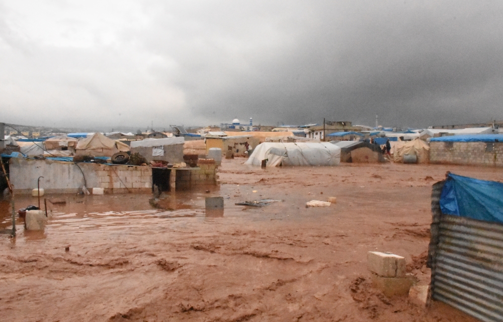 General view of a tent city flooded due to heavy rain, in Atme Camps Region in Idlib, Syria on December 27, 2018.  Burak Karacao?lu - Anadolu