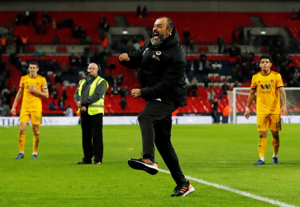 Wolverhampton Wanderers manager Nuno Espirito Santo celebrates victory after the match Action Images via Reuters/Paul Childs
