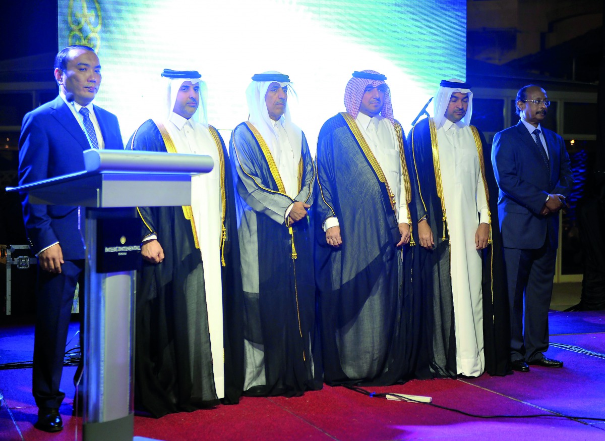 Minister of Municipality and Environment, H E Abdullah bin Abdulaziz bin Turki Al Subaie, with Askar Shokybayev, Kazakhstan Ambassador to Qatar; Qatar’s Ministry of Foreign Affairs’ Chief of Protocol Ibrahim Yousif Abdullah Fakhro; Undersecretary of the M
