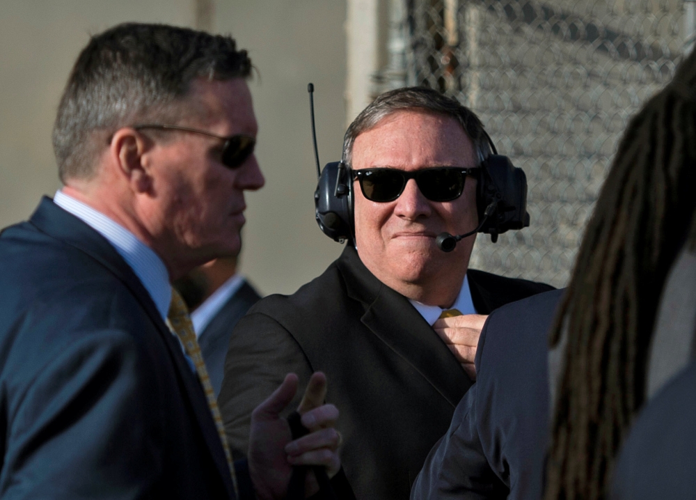 U.S. Secretary of State Mike Pompeo waits to board a helicopter to the U.S. embassy at the terminal at Baghdad International Airport, Iraq, January 9, 2019. Andrew Caballero-Reynolds/Pool via |  REUTERS