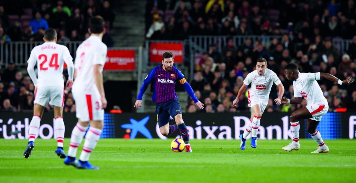  Barcelona's Lionel Messi in action. Reuters/Albert Gea