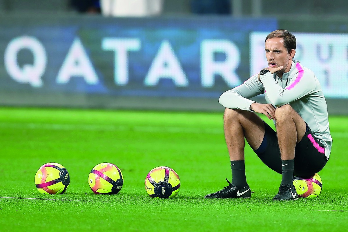 PSG’s German coach Thomas Tuchel looks on during the team’s winter training camp in Doha, yesterday.