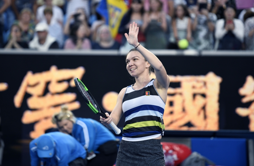 Simona Halep of Romania in action against Venus Williams (not seen) of USA during Australian Open 2019 Women's Singles match in Melbourne, Australia on January 19, 2019. Halep won the match with 2-0.  Recep ?akar - Anadolu