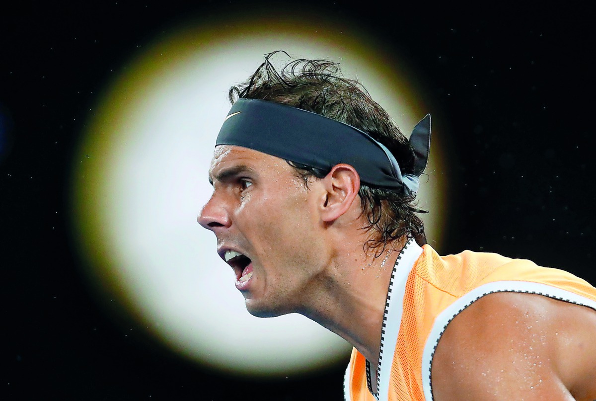 Spain's Rafael Nadal reacts during the match against Frances Tiafoe of the U.S. Reuters/Aly Song 