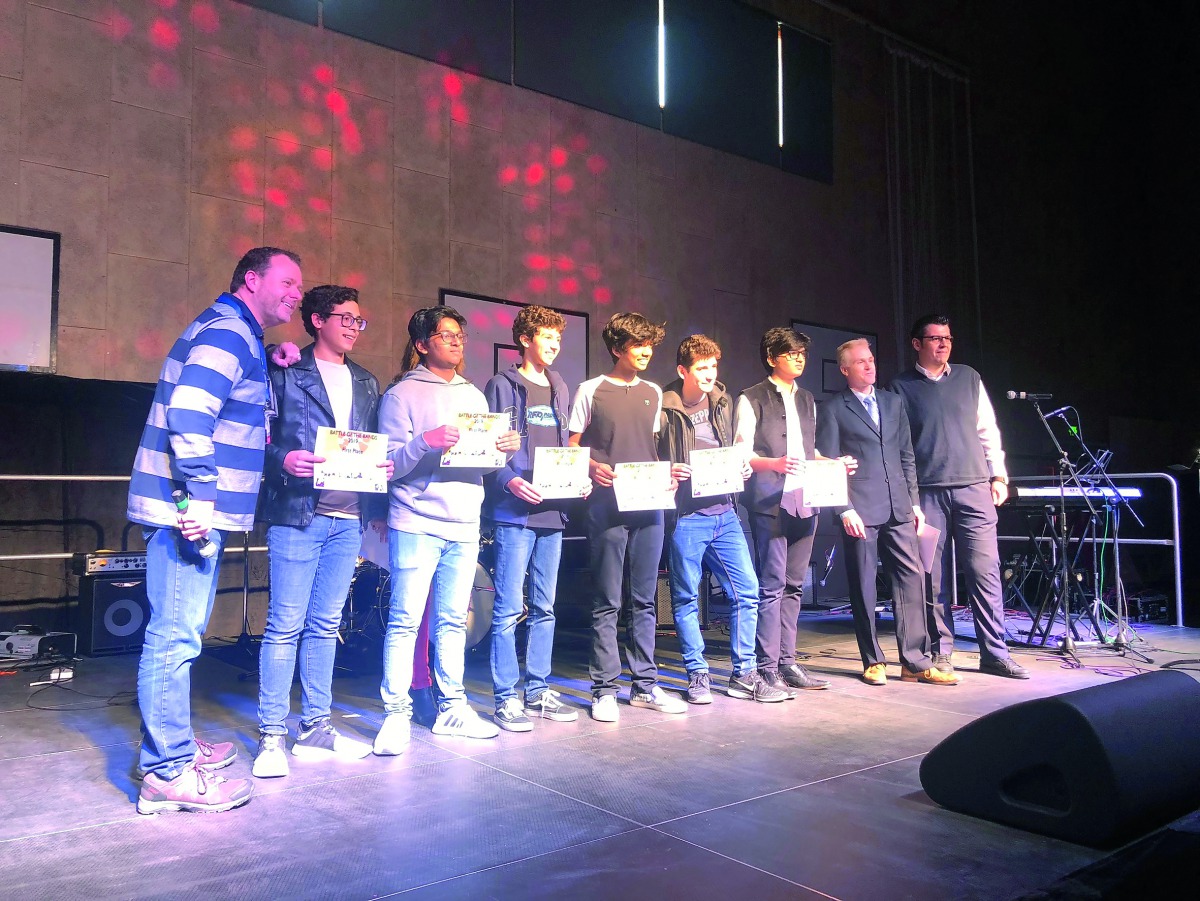 A group of winners with officials during Inter-school Battle of the Bands 2019. 
