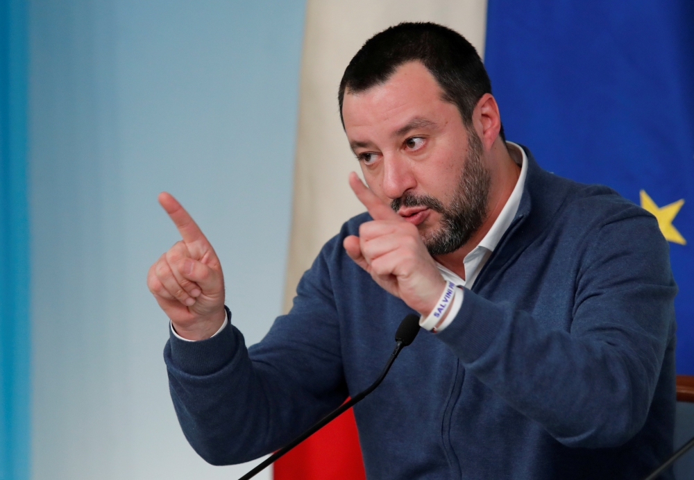 FILE PHOTO: Italy's Interior Minister Matteo Salvini gestures as he attends a news conference in Rome, Italy, January 14, 2019. REUTERS/Remo Casilli