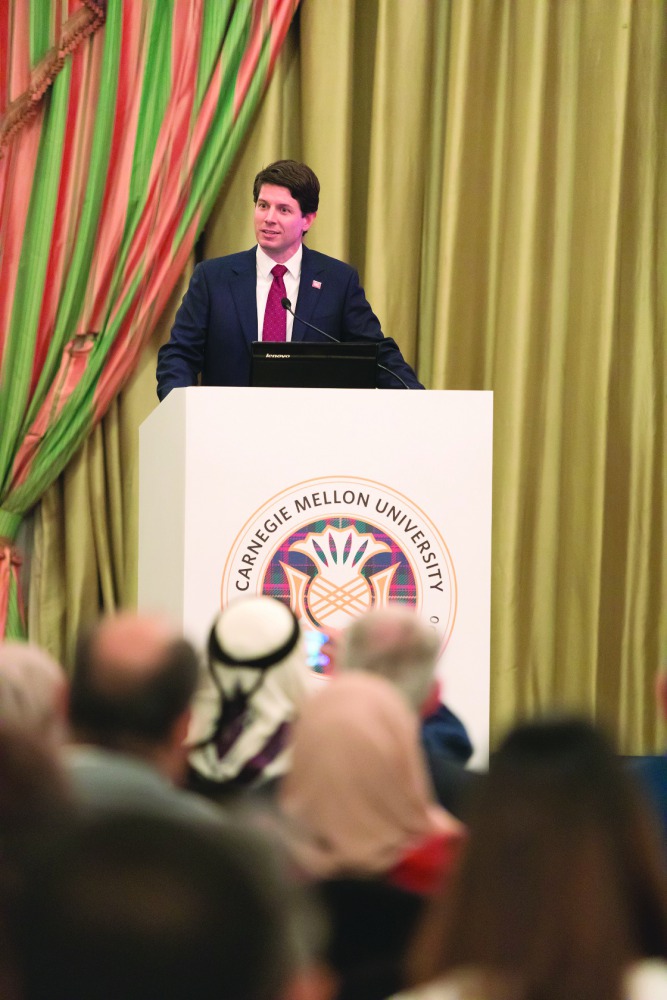 David Danks at an alumni event hosted by Carnegie Mellon University in Qatar. 