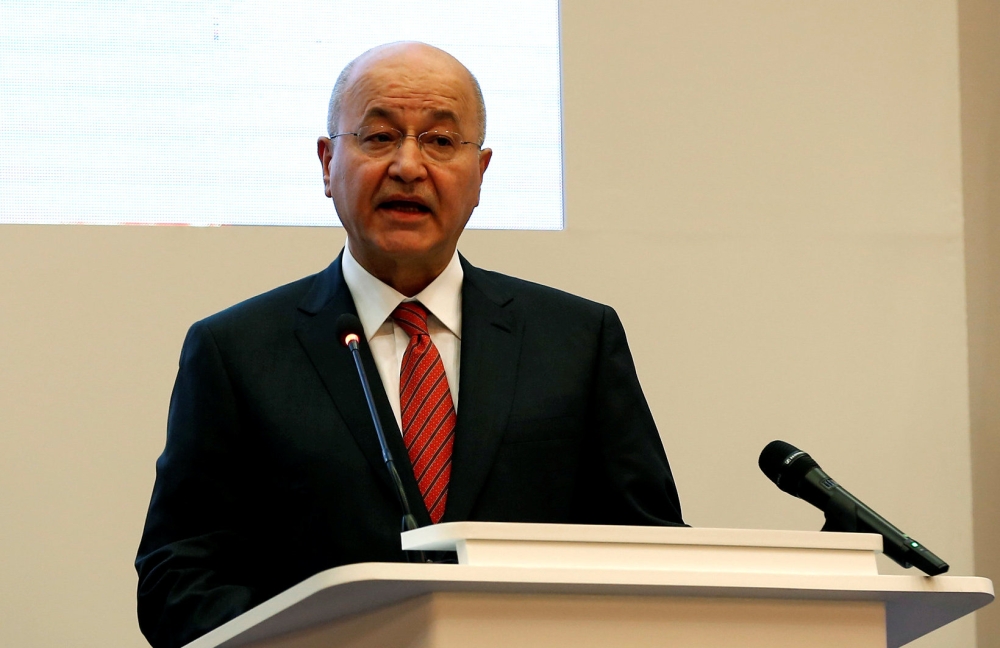 Iraq's President Barham Salih attends a forum in Baghdad, Iraq February 4, 2019. REUTERS/Wissm al-Okili