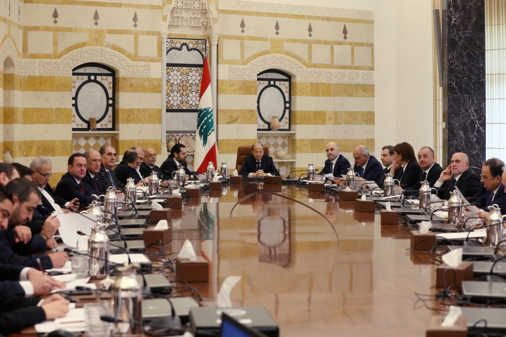 Lebanese President Michel Aoun heads the first meeting of the new Saad al-Hariri cabinet at the presidential palace in Baabda, Lebanon, February 2, 2019. Reuters/Mohamed Azakir