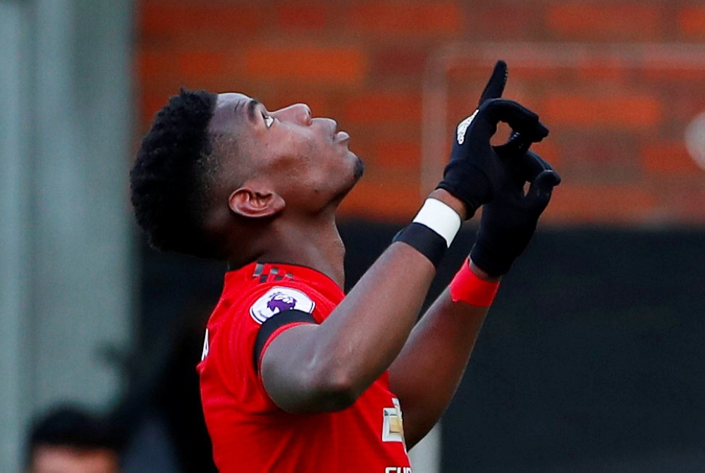 Manchester United's Paul Pogba celebrates scoring their first goal Action Images via Reuters/Andrew Couldridge