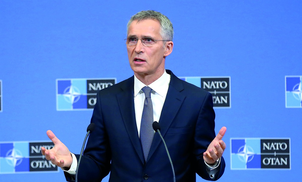 NATO Secretary General Jens Stoltenberg holds a press conference ahead of a Defense Ministers meeting, in Brussels, Belgium on February 12, 2019. (Dursun Aydemir/Anadolu Agency) 
