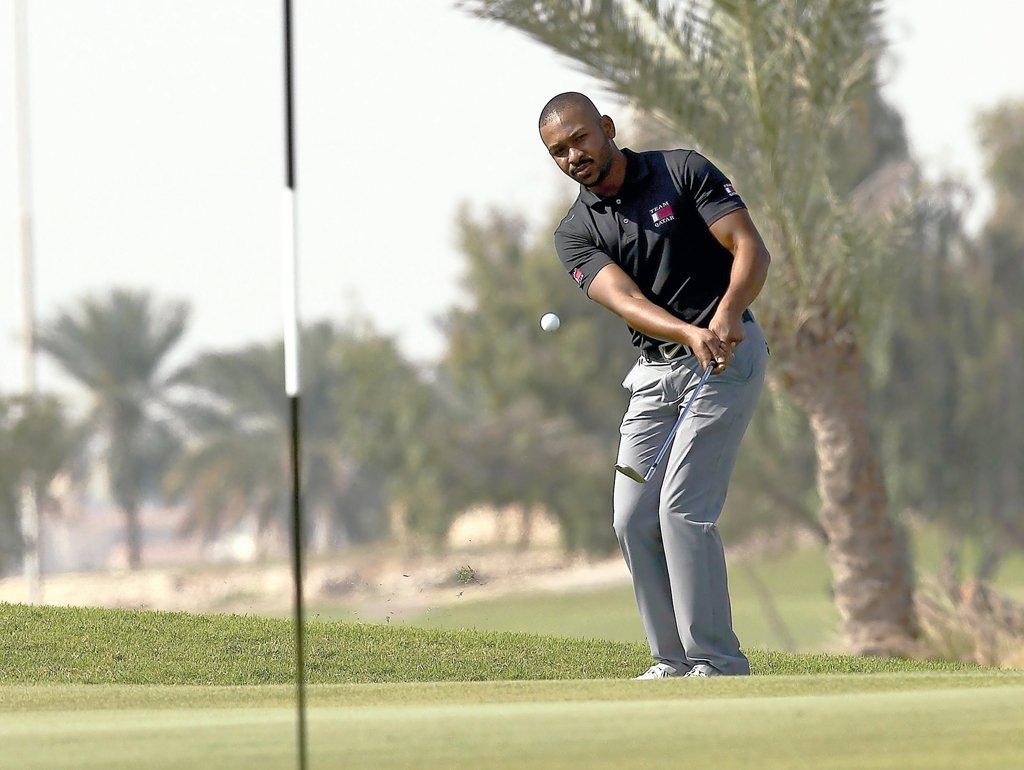 Saleh Ali Musbah Al Kaabi of Qatar in action during the  Qatar Open Professional and Amateur Golf Championship 2019 Round 1 at Doha Golf Club, yesterday. Pic: Qassim Rahmatullah/THE PENINSULA