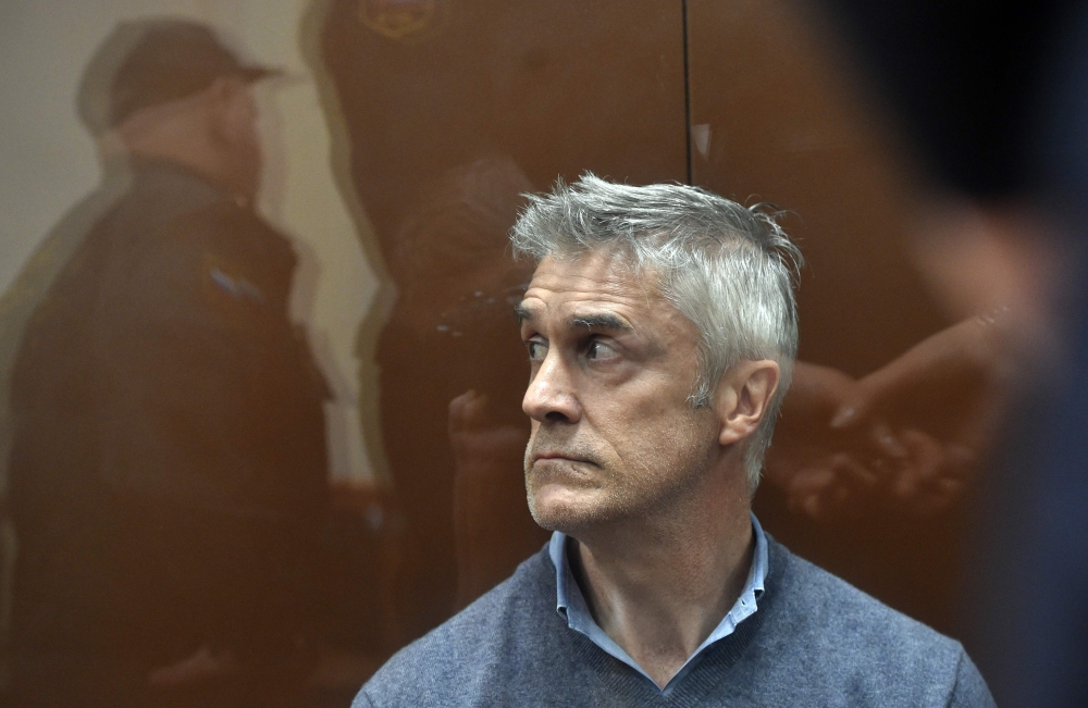 US investor Michael Calvey, the head of investment company Baring Vostok, detained on fraud charges, attends a court hearing in Moscow's Basmanny Court on February 15, 2019.  AFP / Vasily Maximov 
 