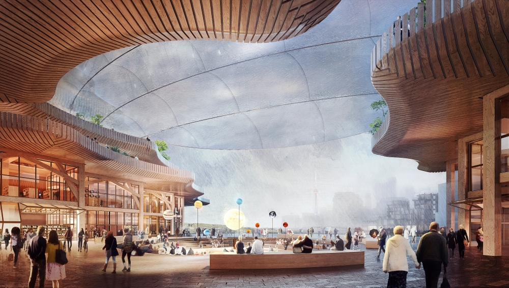 A campus, part of a proposed redevelopment of Toronto's downtown waterfront, is seen in an undated artist rendering provided by Alphabet Inc's Sidewalk Labs unit February 15, 2019. Reuters.  
 