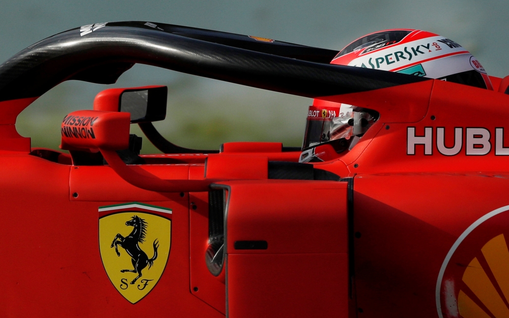 Ferrari's Charles Leclerc in action during testing REUTERS/Albert Gea
