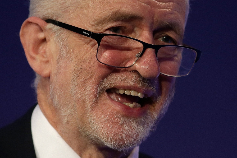 Britain's main opposition Labour Party leader Jeremy Corbyn speaks during the National Manufacturing Conference in London on February 19, 2019. AFP / Daniel Leal-Olivas 