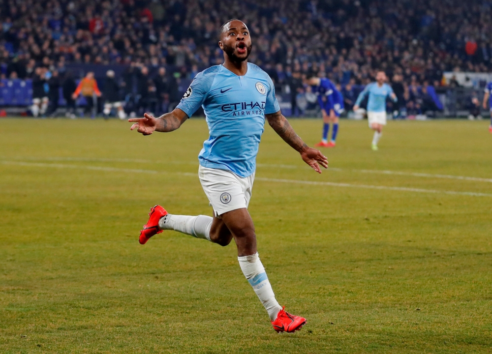 Manchester City's Raheem Sterling celebrates scoring their third goal Action Images via Reuters/Matthew Childs