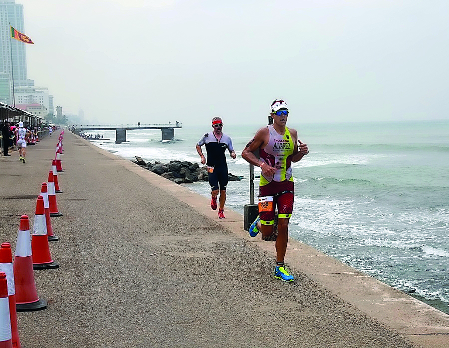Athletes competing during last year’s Ironman 70.3 event held in Colombo in this file picture.