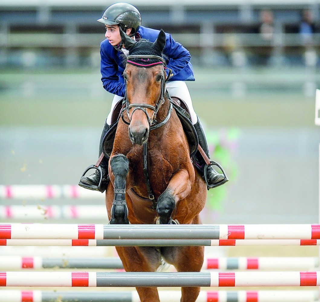 A file picture of a rider competing during an event at the Al Shaqab Arena.