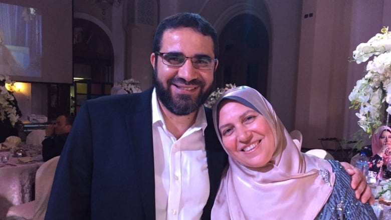 Yasser Ahmed Albaz, left, pictured with his wife, Safaa Elashmawy. He was taken from the Cairo airport and is in Egyptian custody. (Amal Ahmed Albaz/Suppled to cbc.ca)
