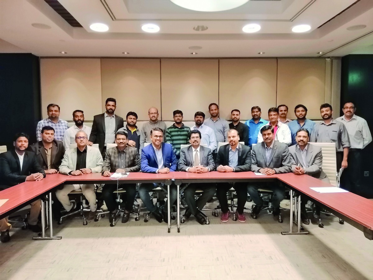 Officials of Keralaite Engineers Forum and team captains taking part in the Engineers Corporate Cricket tournament pose for a picture during the draw ceremony in Doha yesterday.