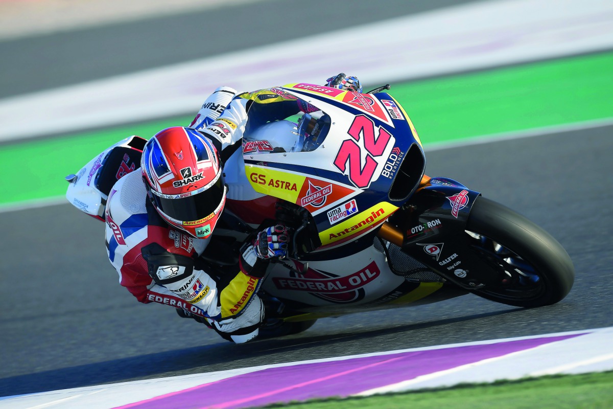 Federal Oil Gresini Moto2’s British rider Sam Lowes in action during the Qatar Test at Losail International Circuit on Sunday.